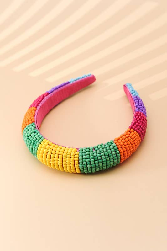COLORFUL SEED BEADED HEADBAND