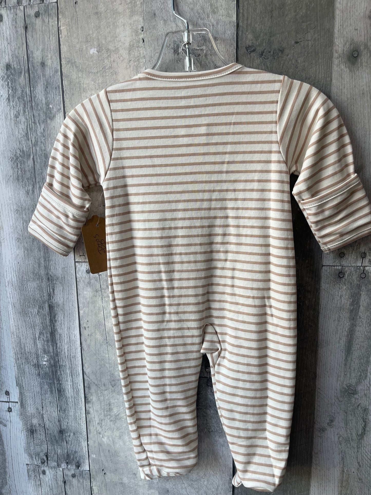 Kissy Love // Striped Neutral Ruffle sleeper