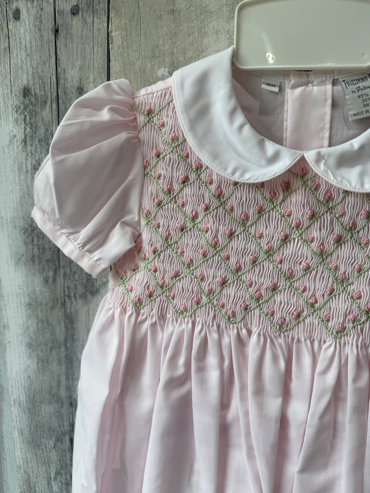 Feltman Brothers Pink Floral embroidered smocked dress