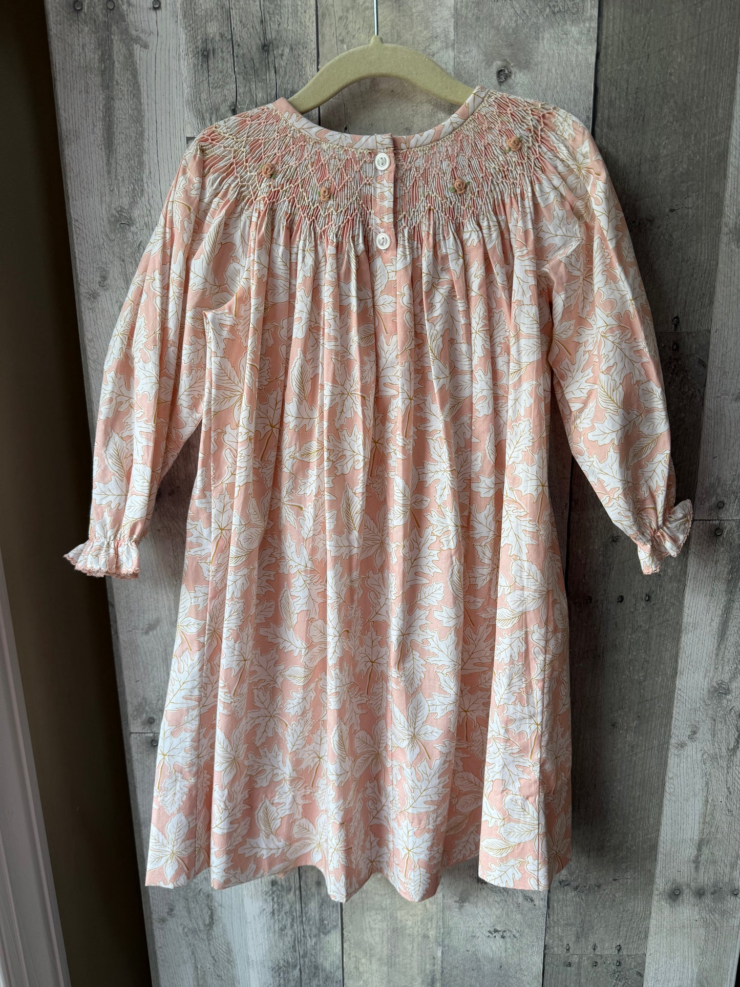 Delaney Smocked Bishop long sleeve dress // Fall Leaves