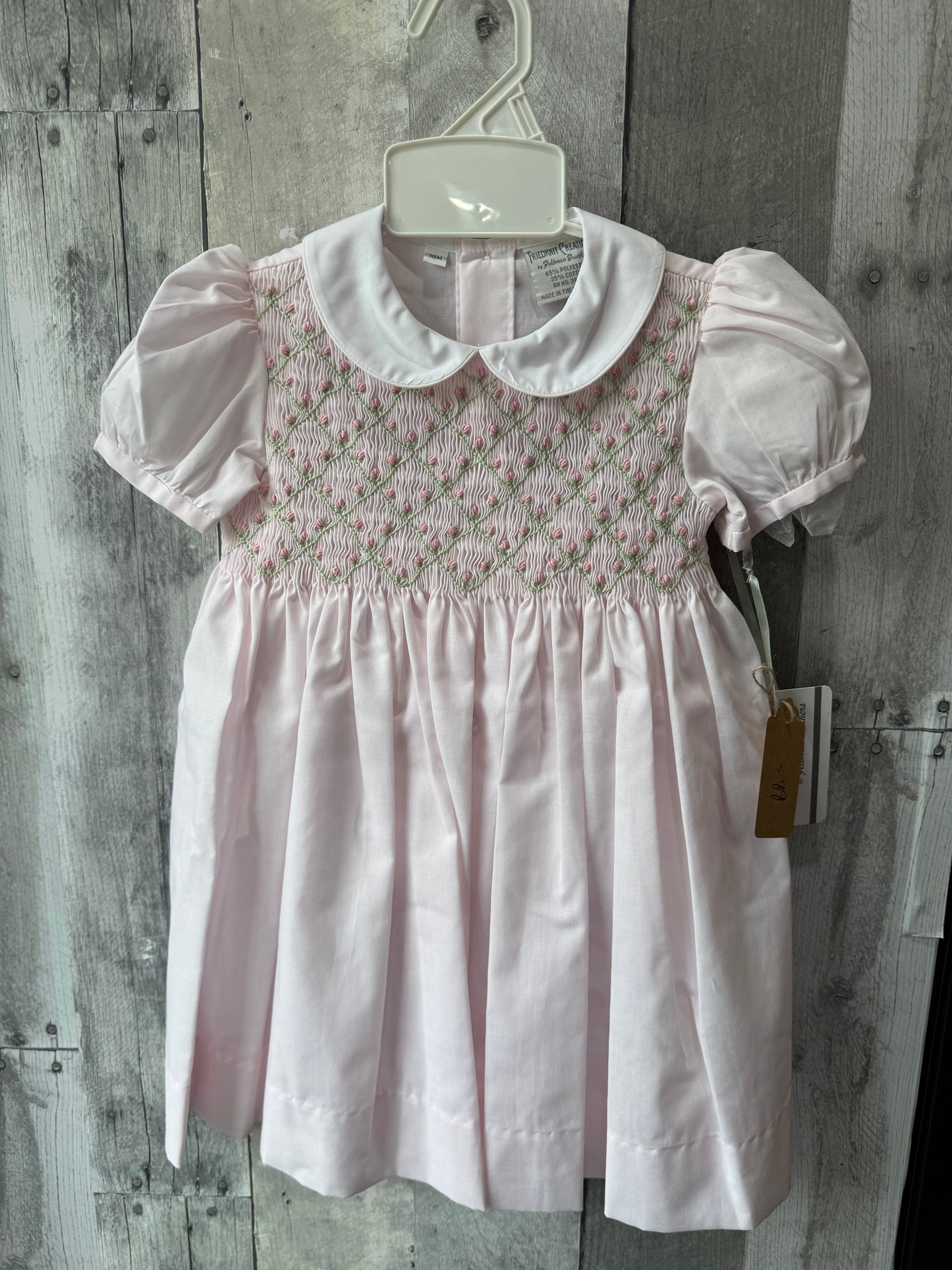 Feltman Brothers Pink Floral embroidered smocked dress