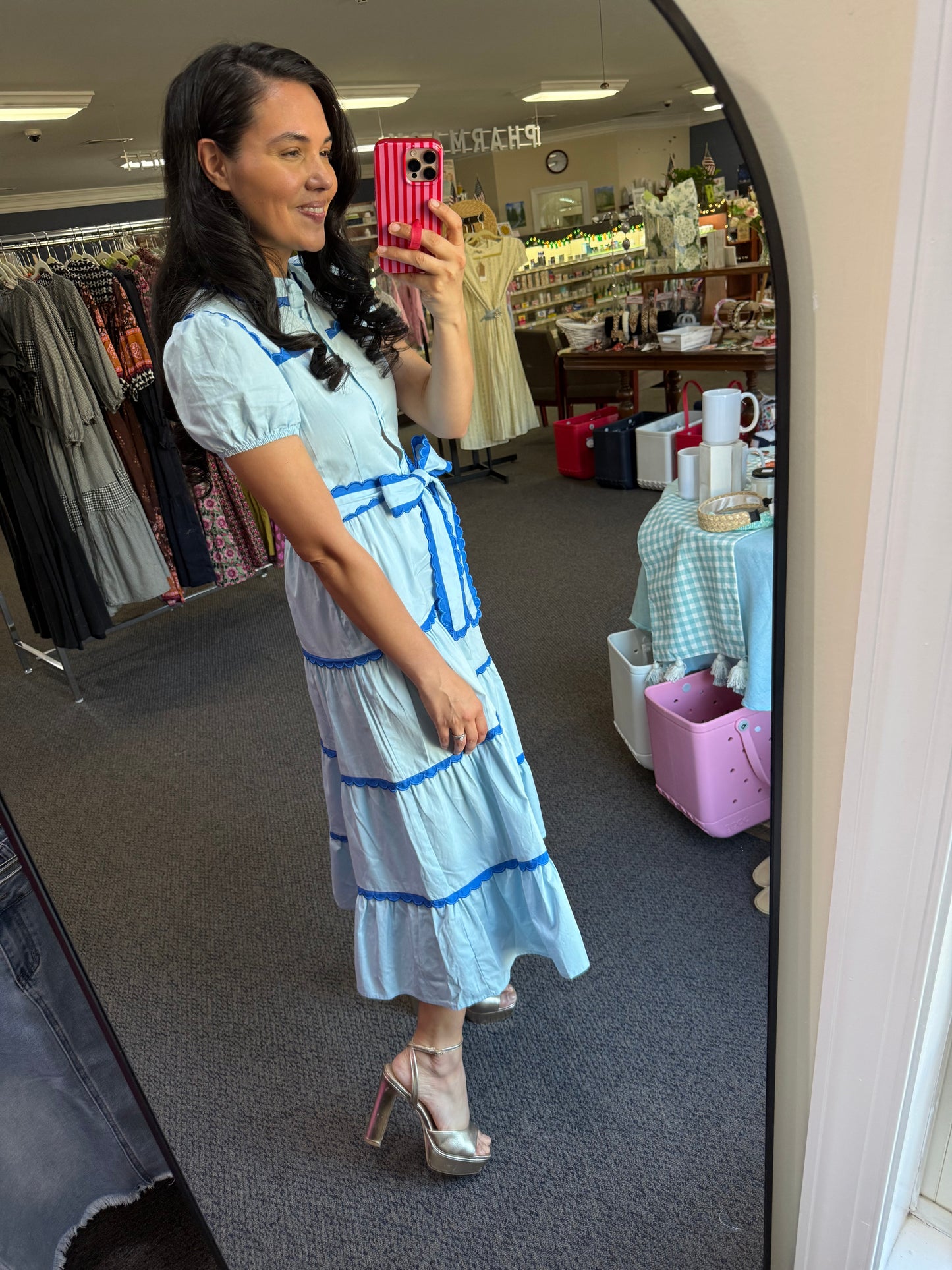 Serena Dress // Blue scallop & Tie