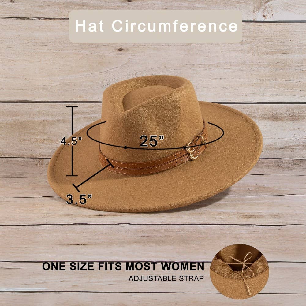 Double Belt Strap Fedora Hat: BR