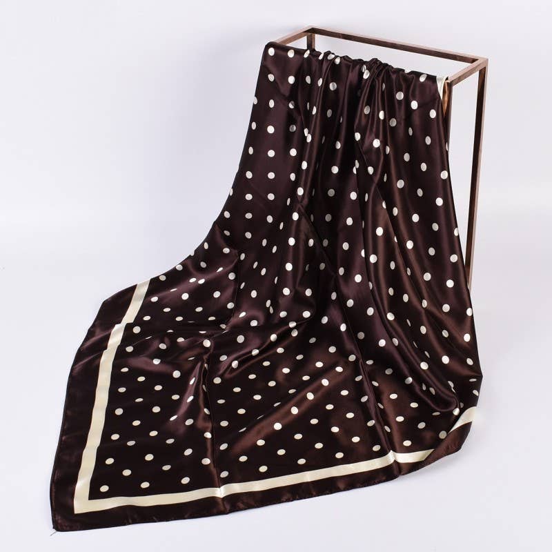 LARGE POLKA DOT PRINT BANDANA SCARF Brown