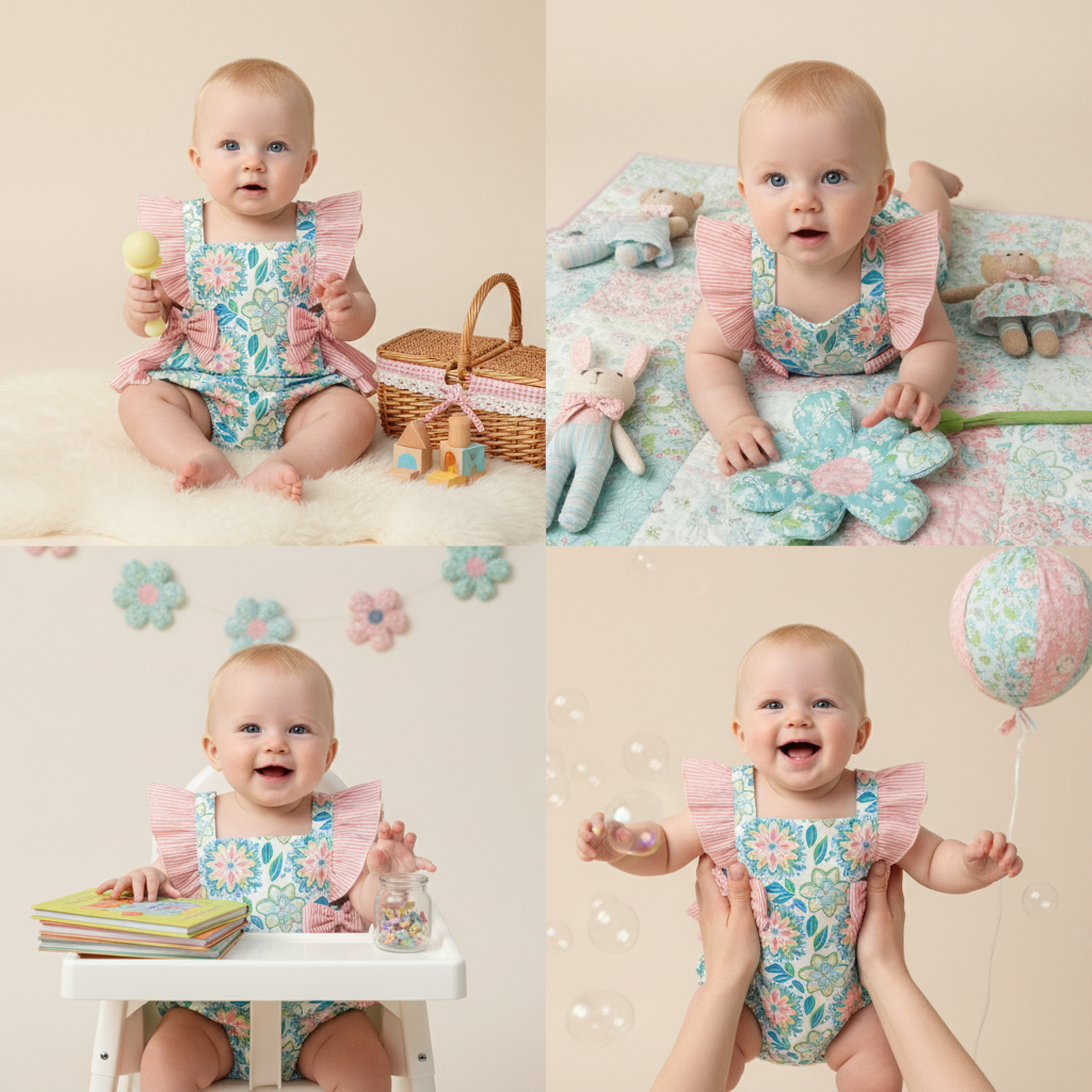 Tropical garden ruffle romper