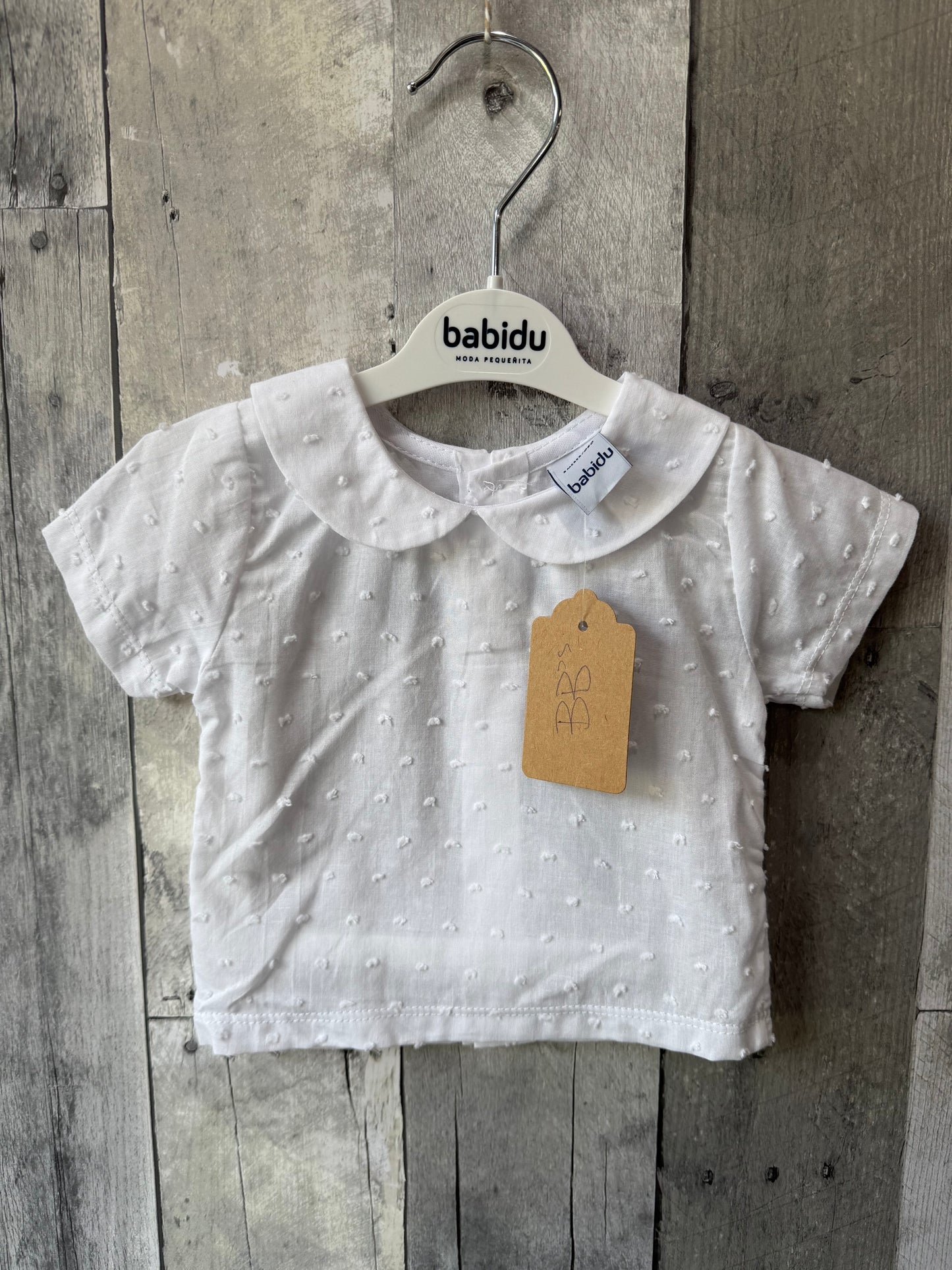 Babidu Baby Boy White Peter Pan collar top