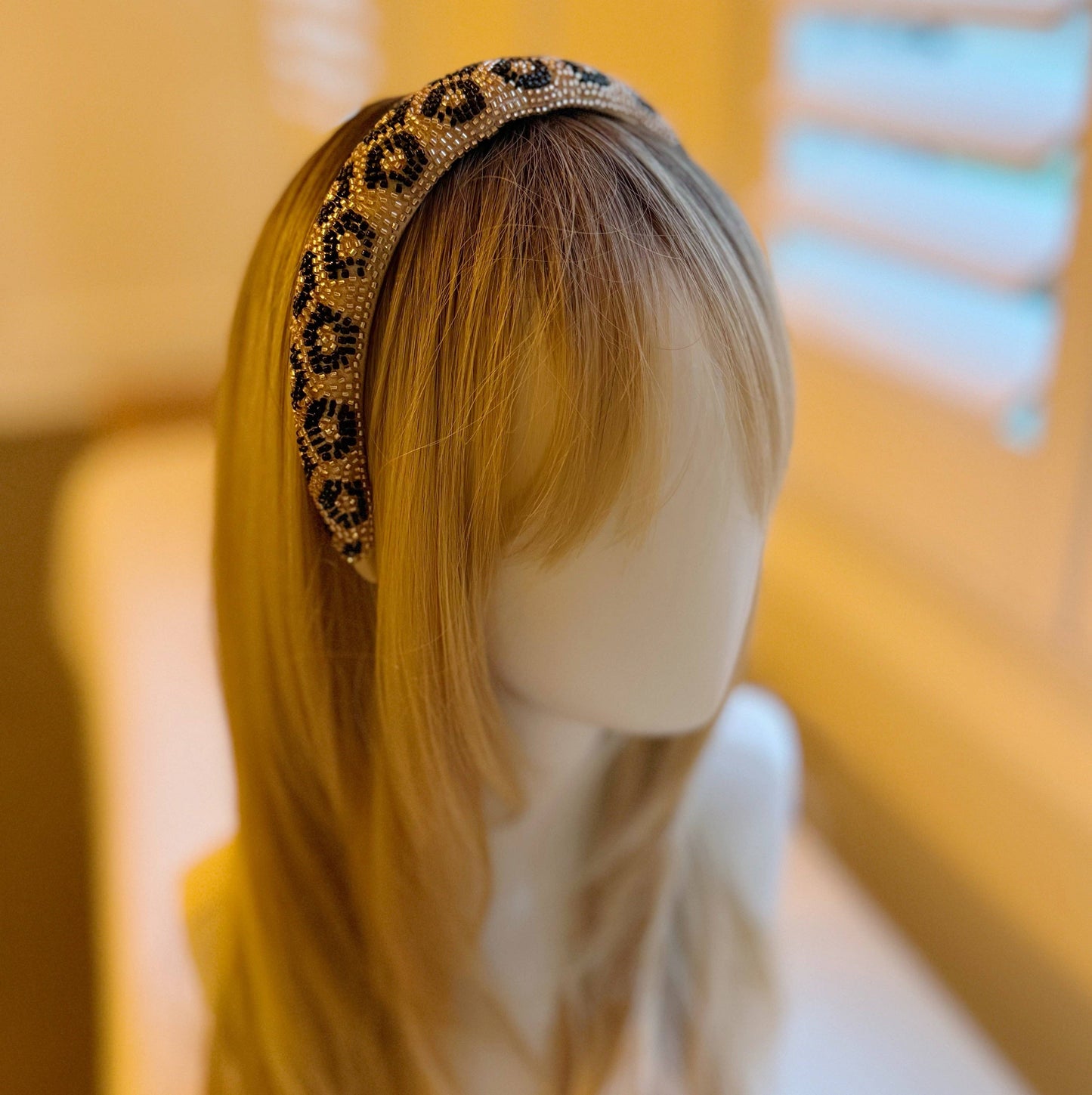 Beaded In Art Headband: Leopard