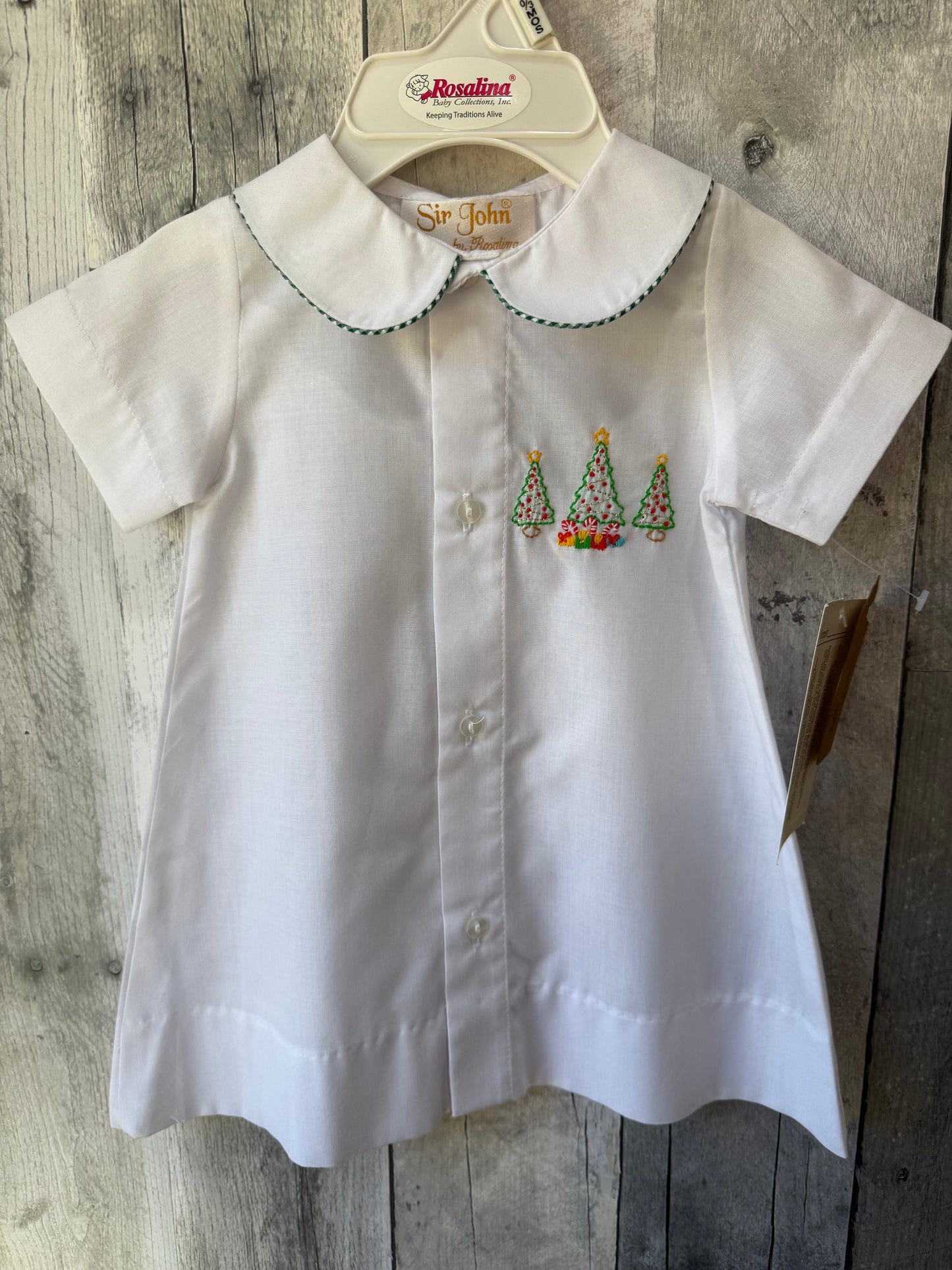 Christmas Embroidered NB-3M Heirloom Gown // Christmas Trees