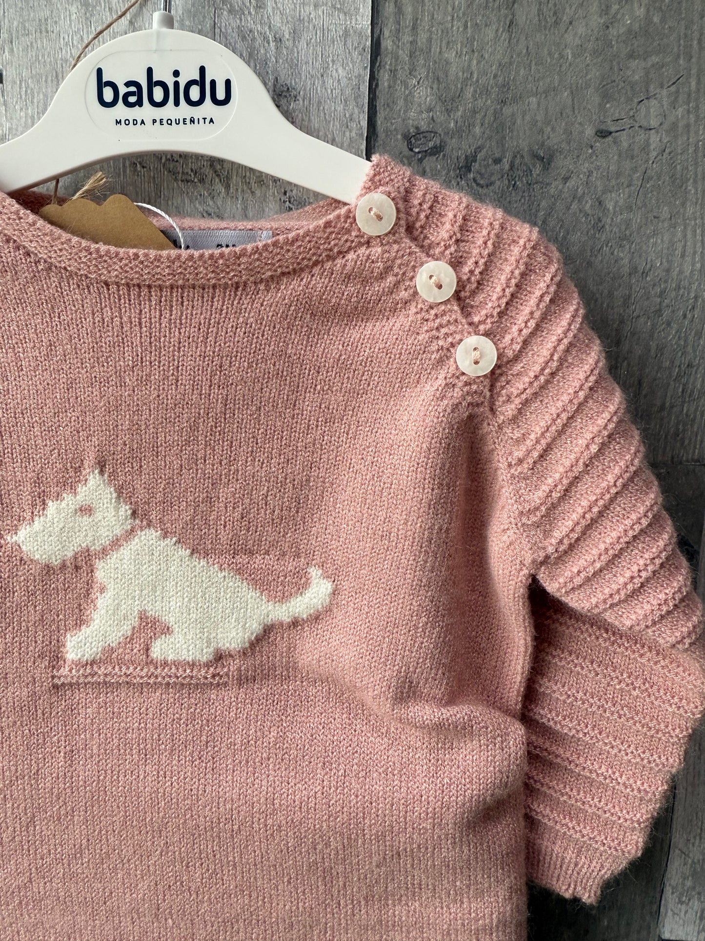 Babidu Baby Girl Pink Knit Set // Scotty Dog