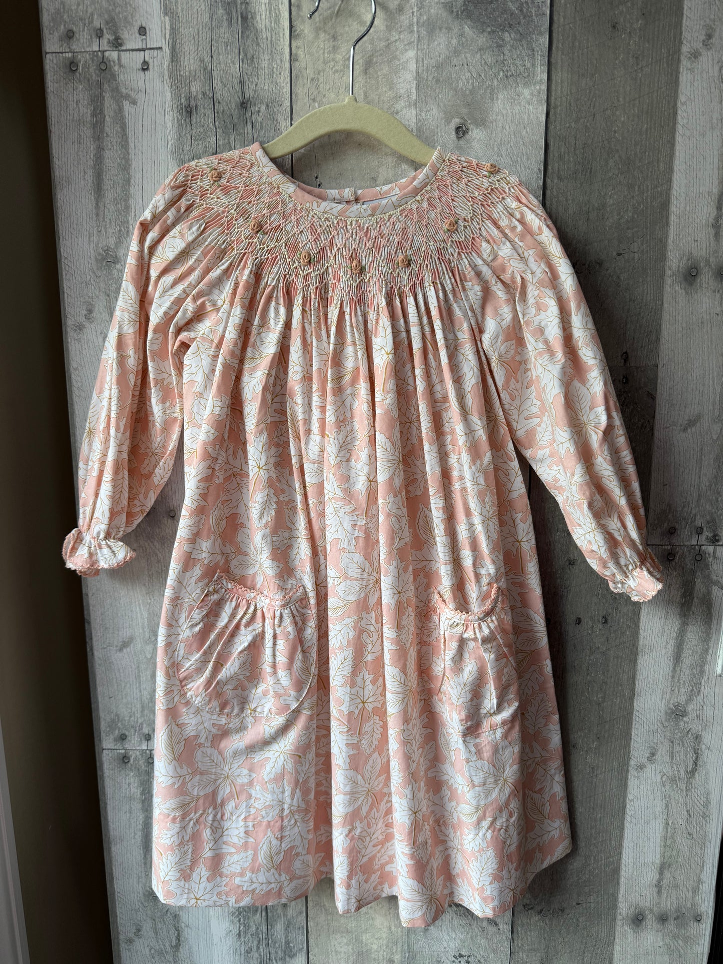 Delaney Smocked Bishop long sleeve dress // Fall Leaves