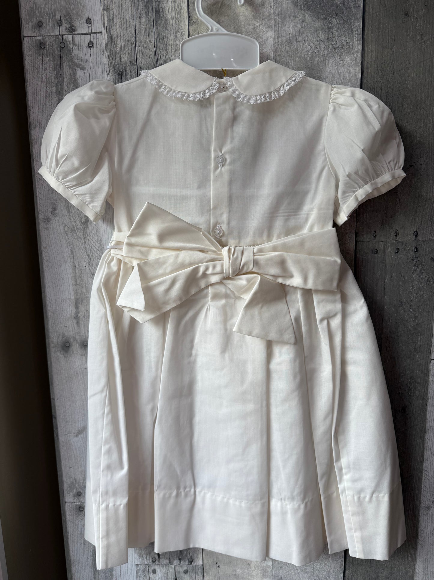 Feltman Brothers Smocked Hand Embroidered Heirloom dress / Off White