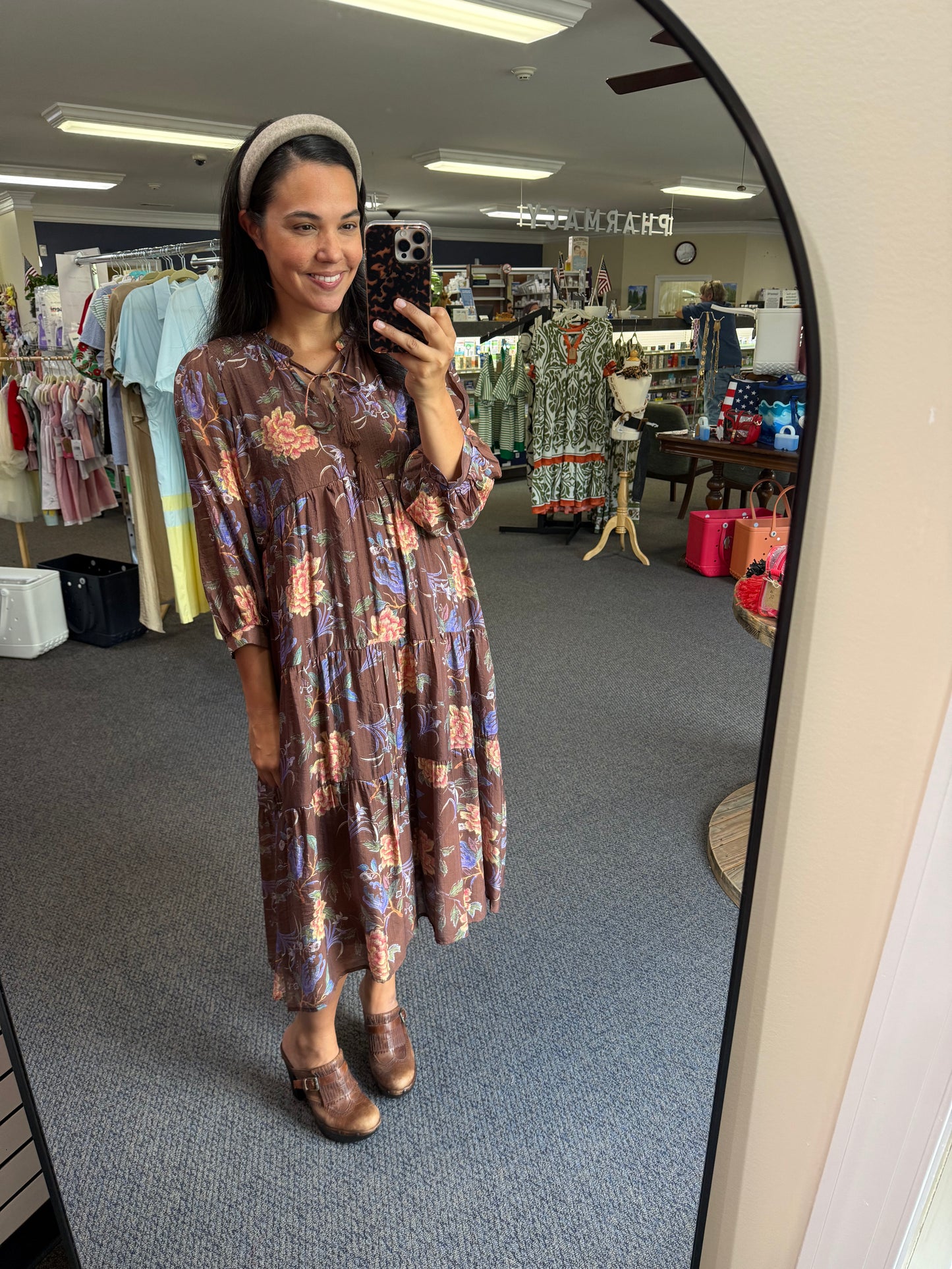 Fall Florals Brown Mix Dress