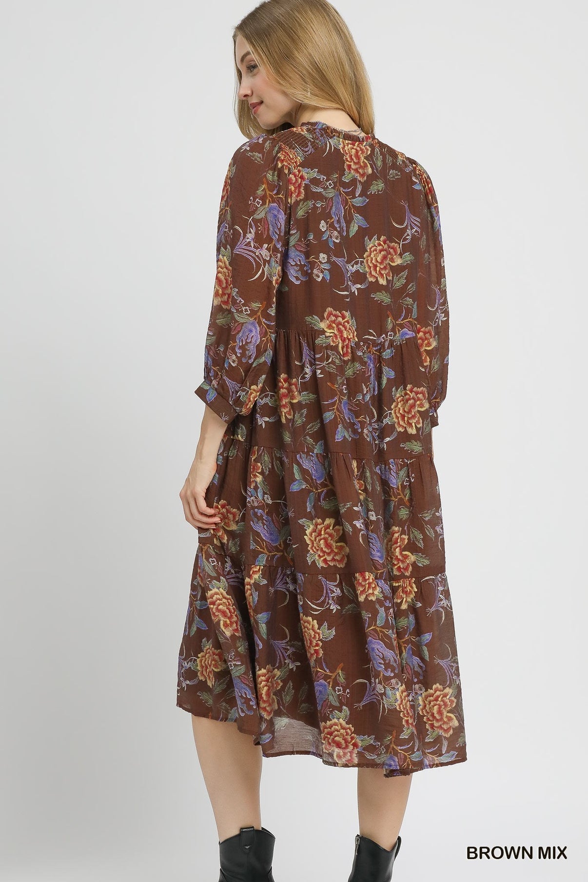 Fall Florals Brown Mix Dress