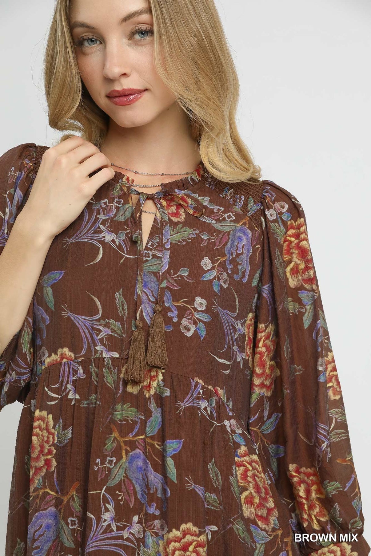 Fall Florals Brown Mix Dress