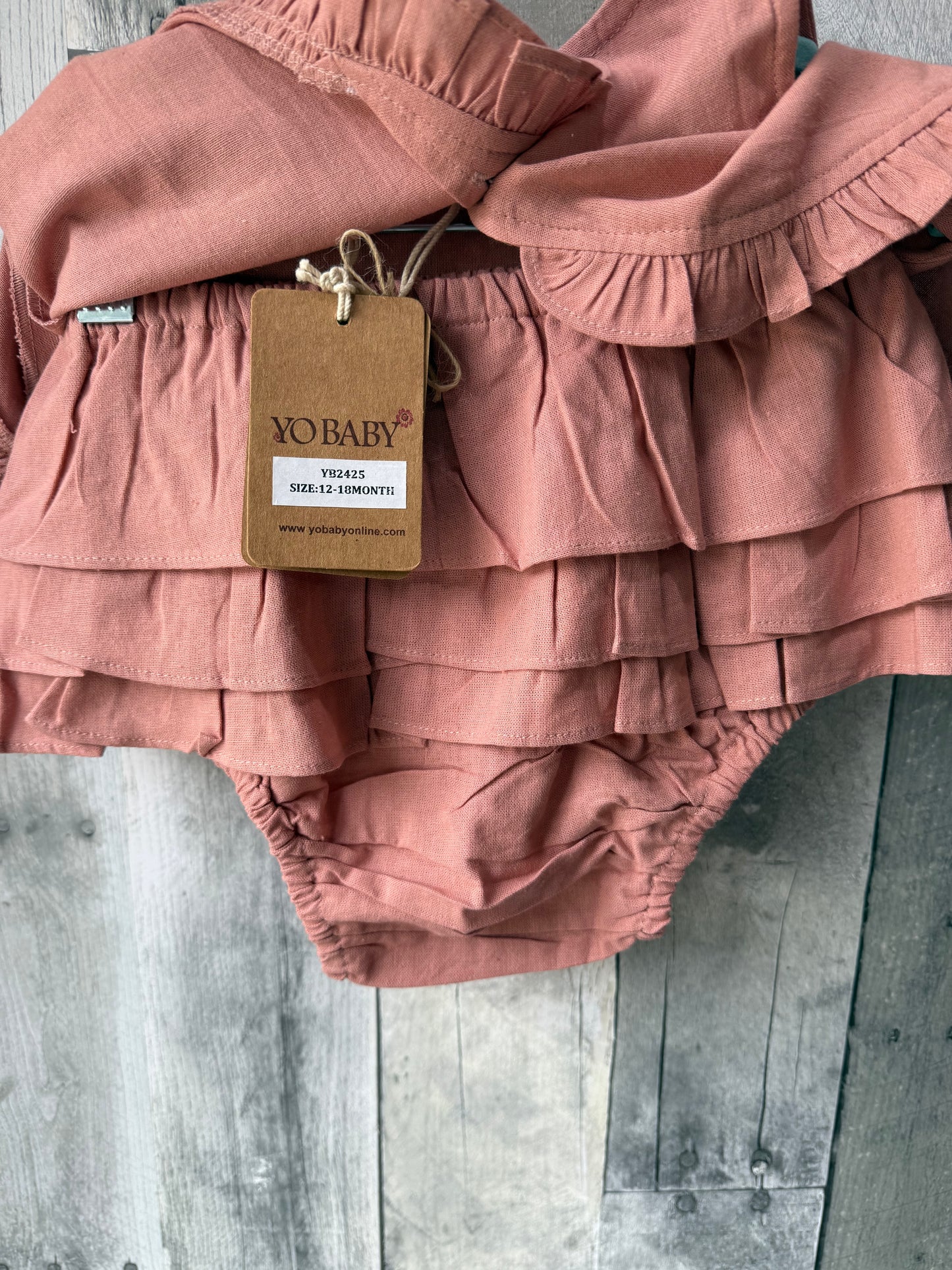 Yo Baby - Blush Top With Ruffle Detail & Diaper Cover Set : Infant : Baby: 12-18 month