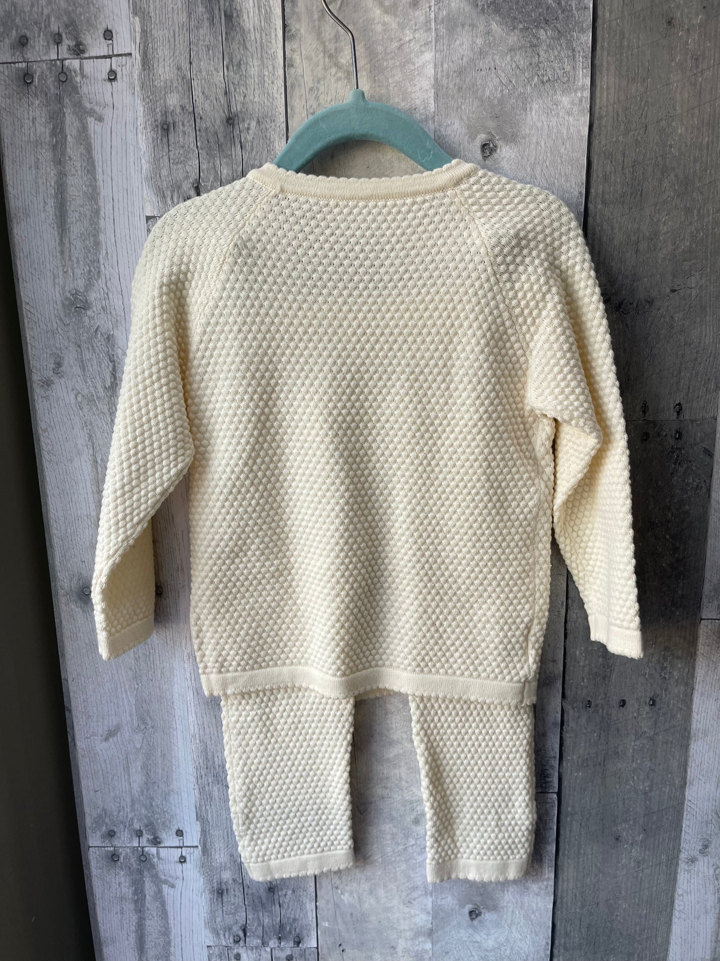 Toddler Boys Cream Waffle long sleeve set