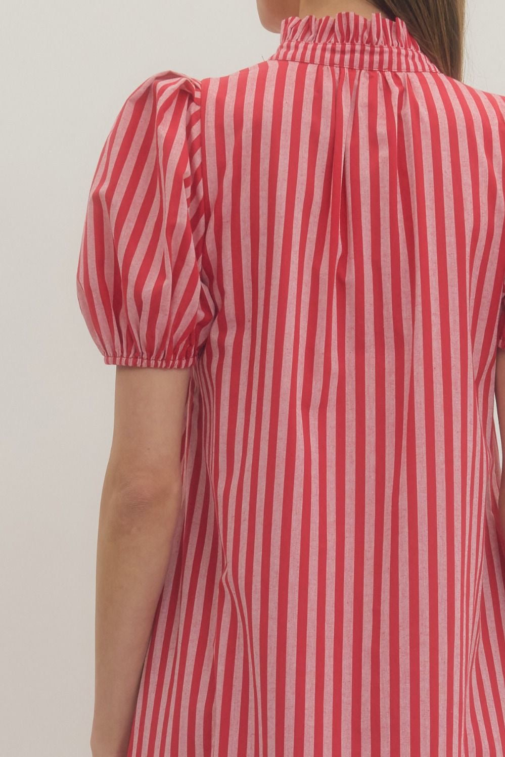 Red striped Shirt-style dress