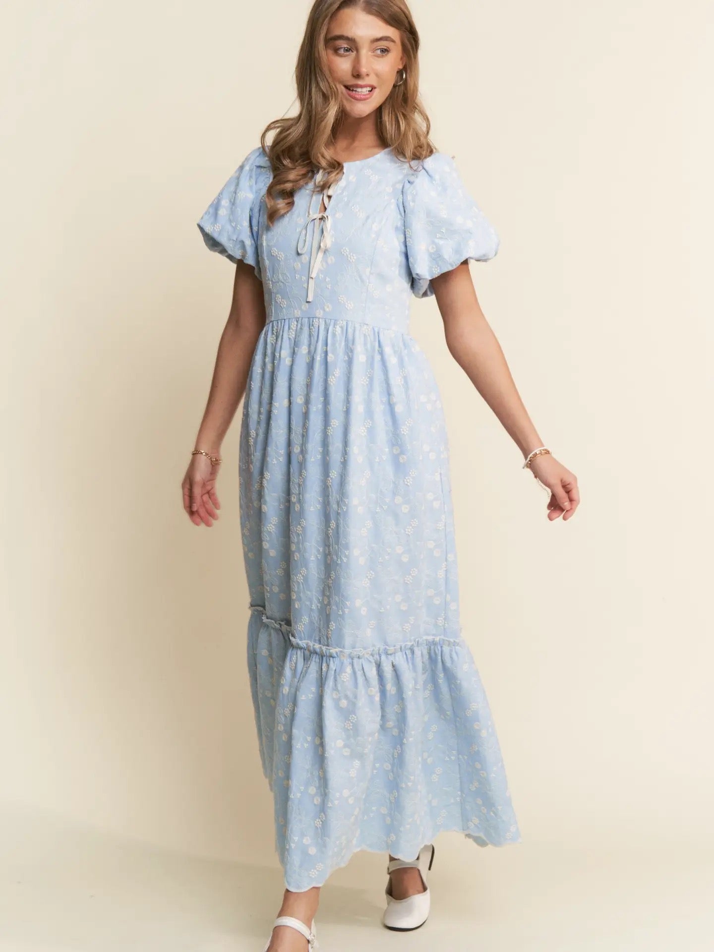 Finely Floral Embroidered Maxi Dress