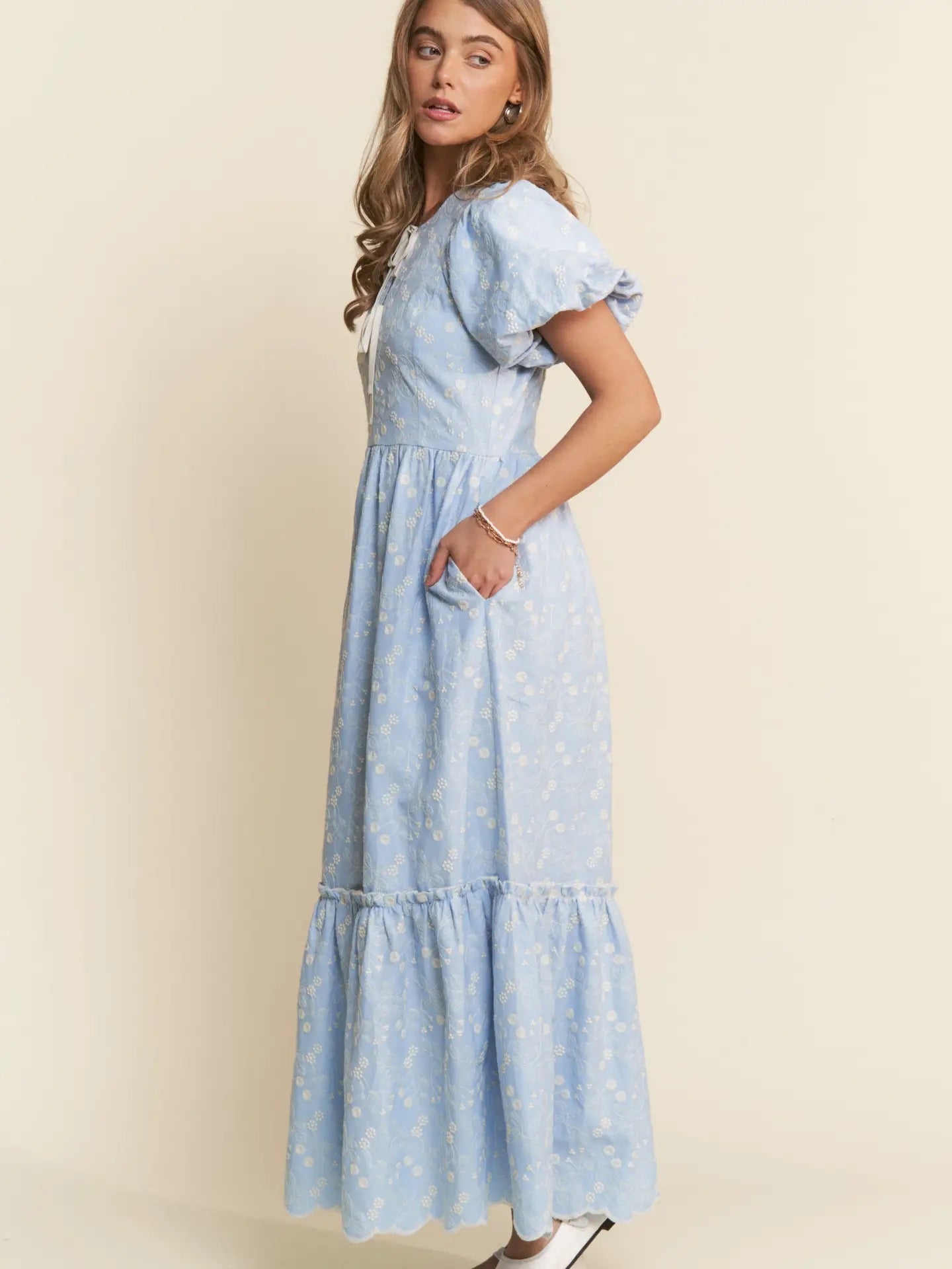 Finely Floral Embroidered Maxi Dress