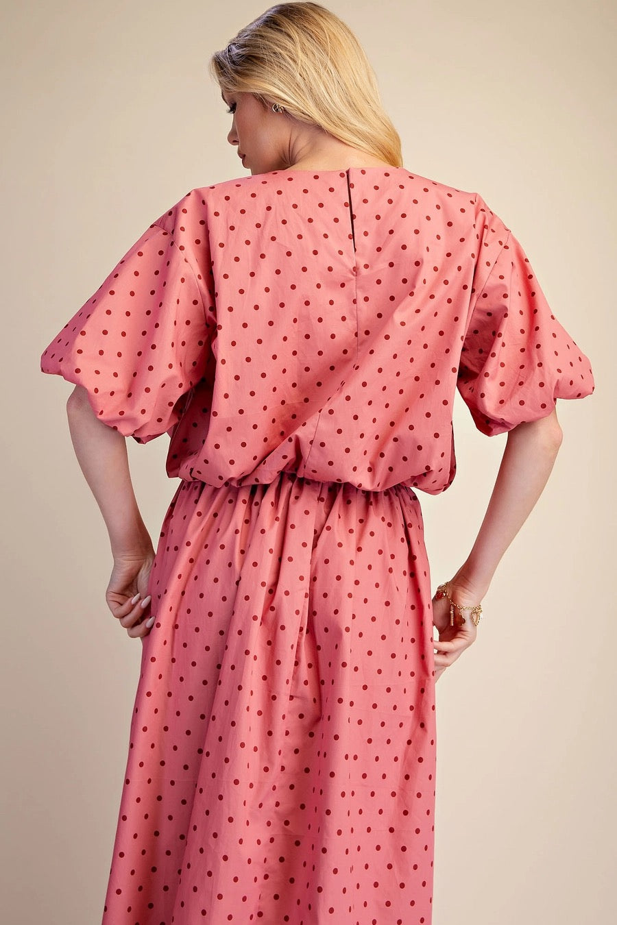 Polka Dot Bubble Top in Mauve