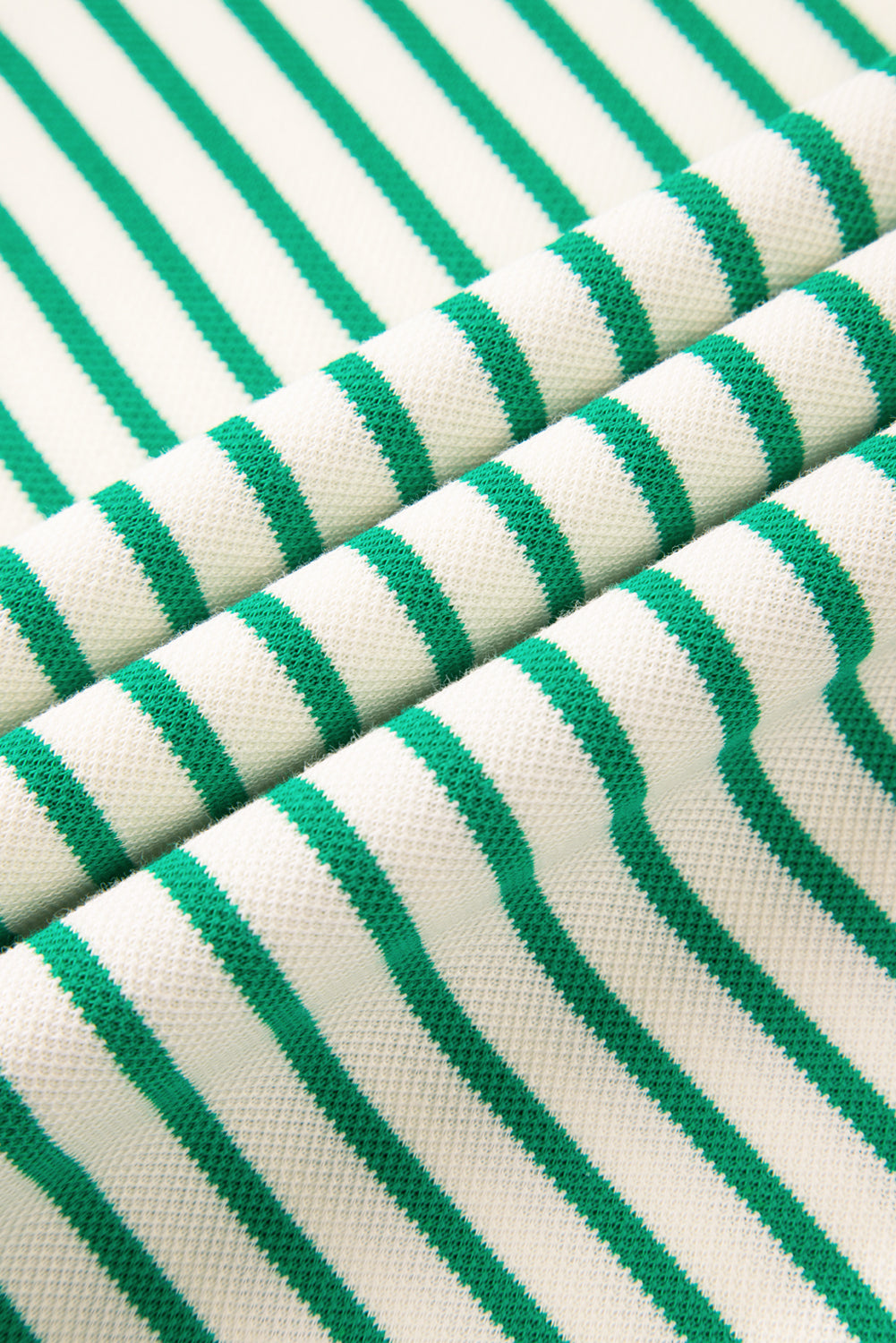 Bright Green Striped Top with Ruffle Short Sleeves