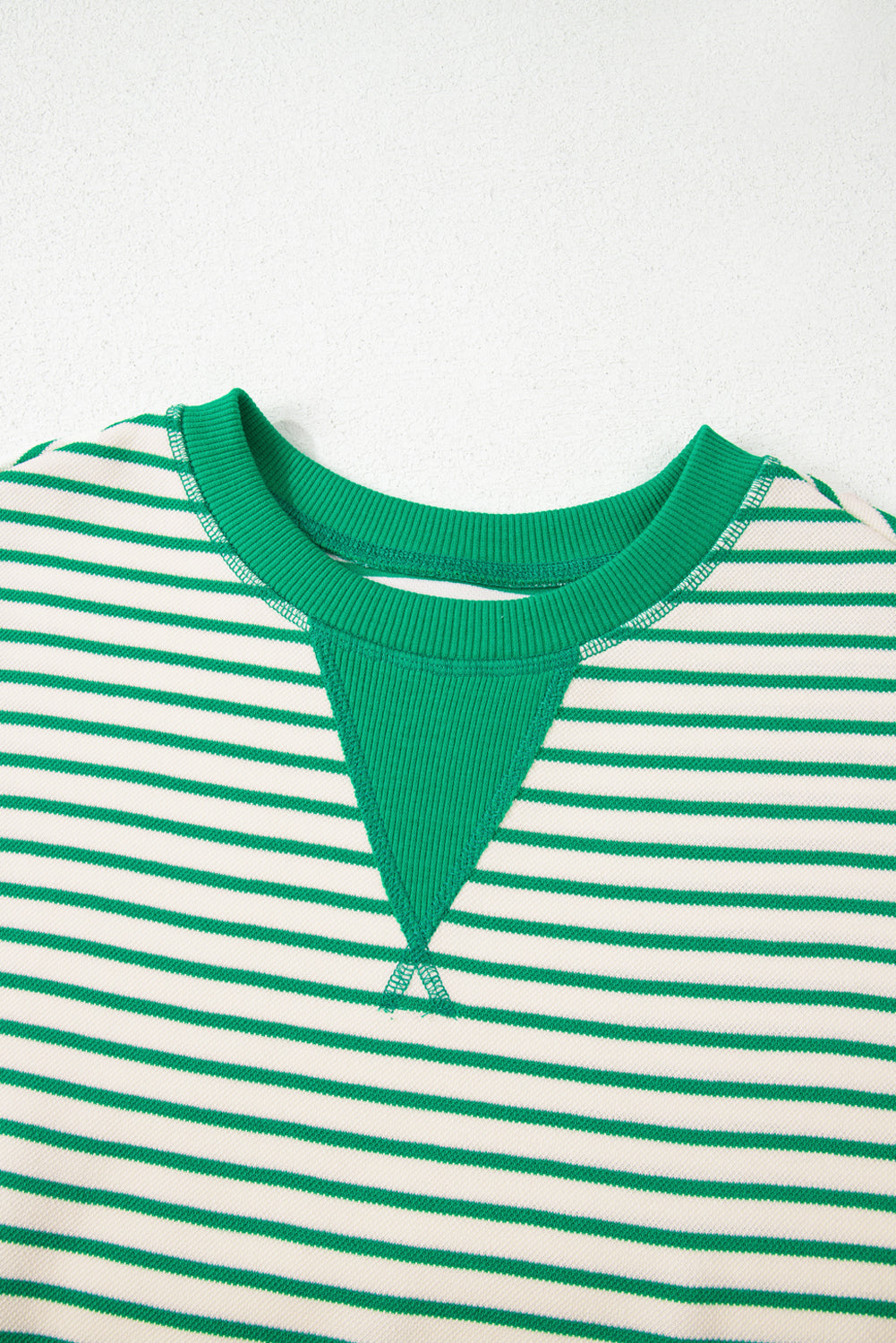 Bright Green Striped Top with Ruffle Short Sleeves