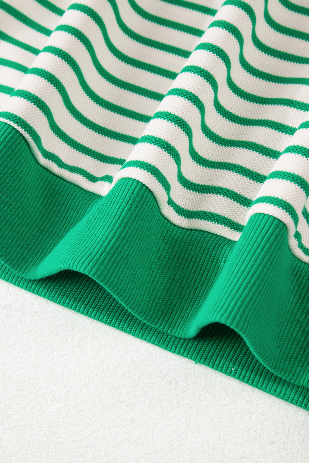 Bright Green Striped Top with Ruffle Short Sleeves