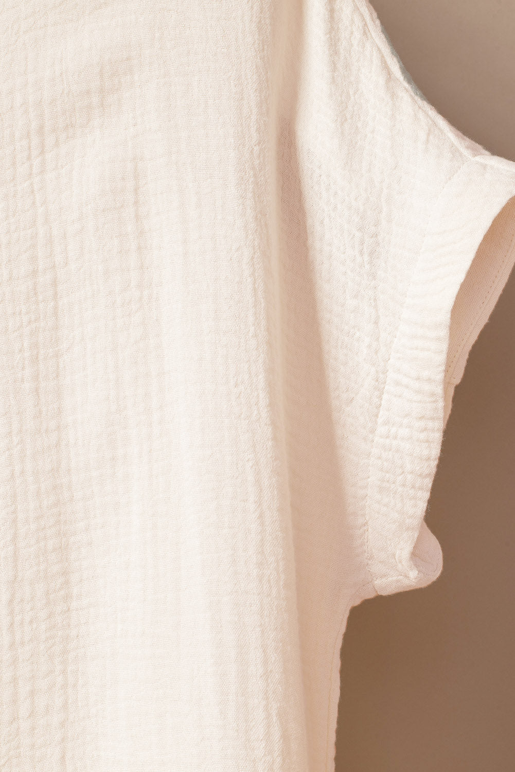 Cotton Gauze Apricot Shirt Midi Dress