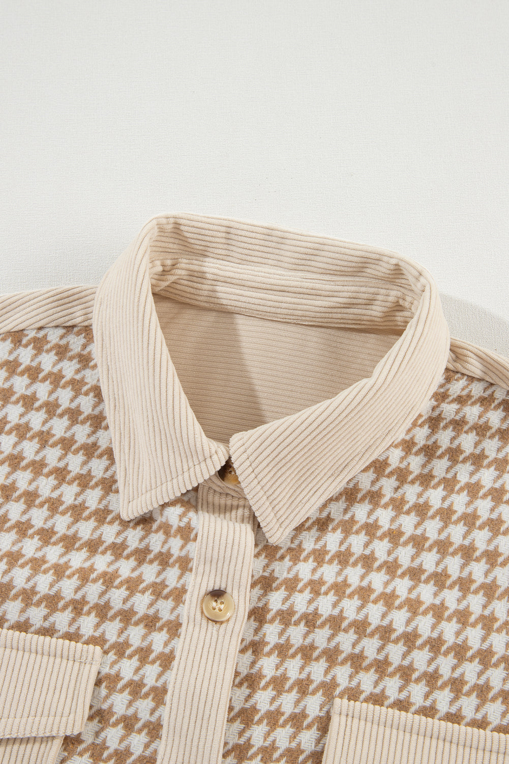Houndstooth Corduroy Patchwork Shacket