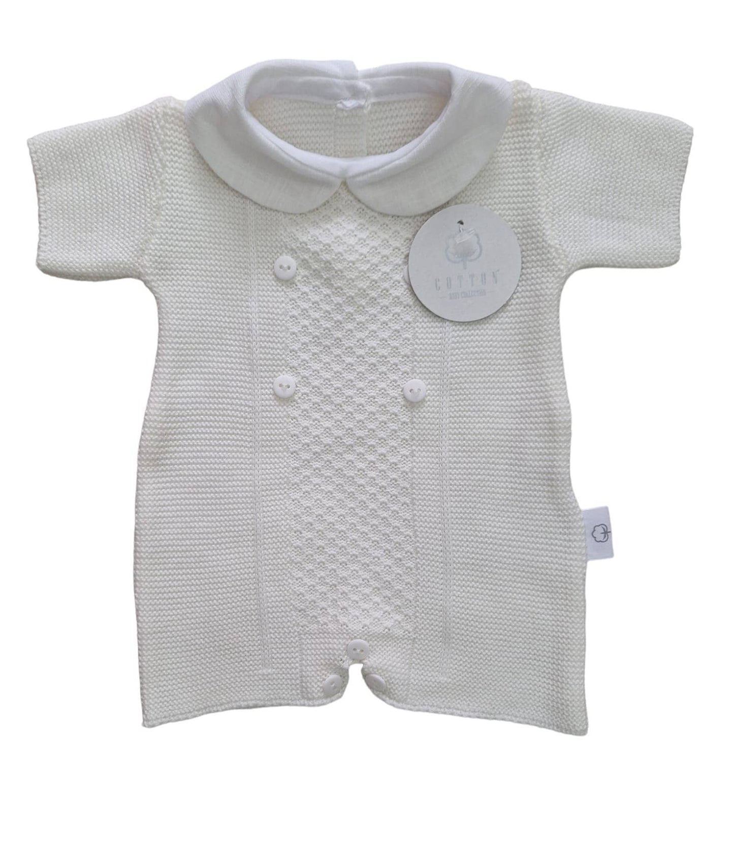 BABY BLANKET knit short-all in Pearl