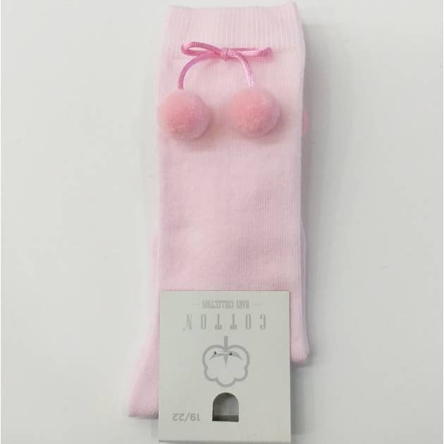 HIGH SOCK WITH POM POM: BABY PINK