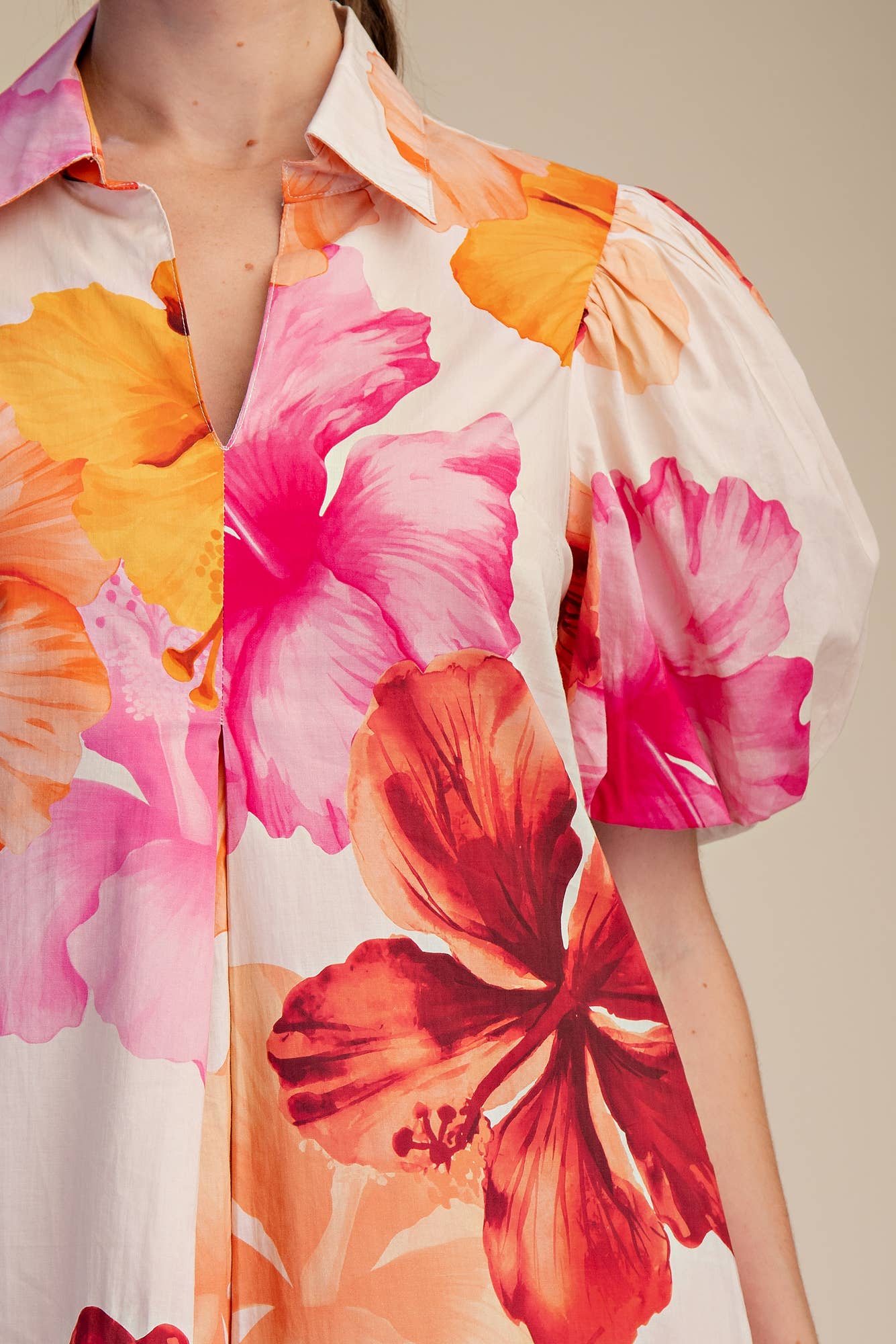 Bold Floral Dress in Coral