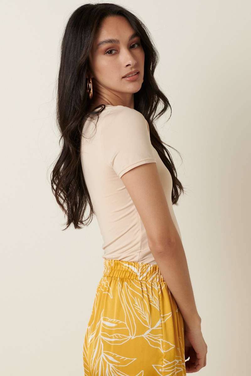 SQUARE NECK SHORT SLEEVE BODYSUIT: WHITE