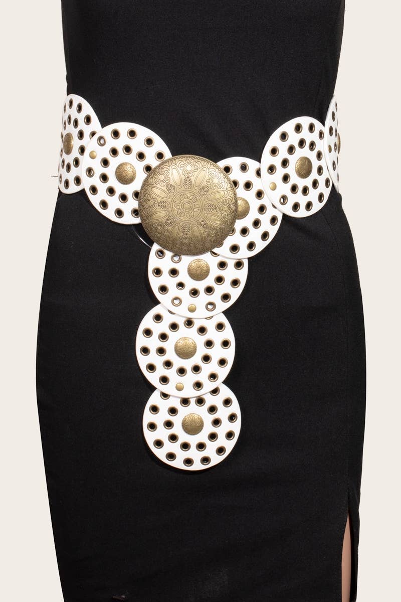 Faux Leather Western Bohemian Disc Belt
