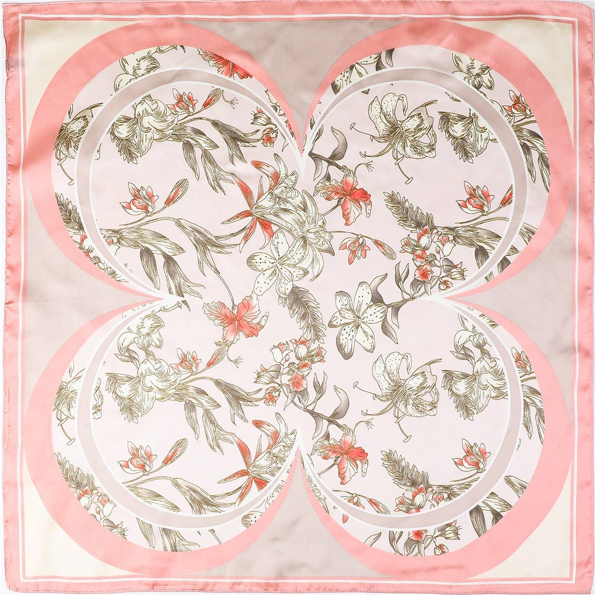 Lilies & Wildflowers Silk-Feel Scarf Pink