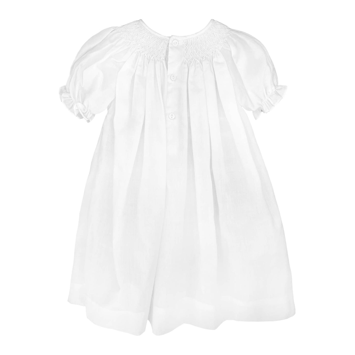 White Smocked Gown with Bonnet