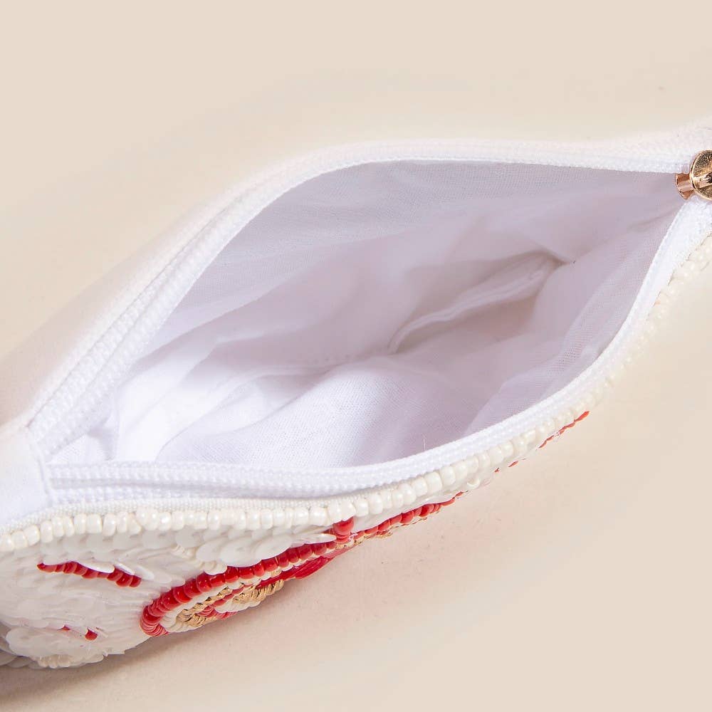 Shining Heart Seed Beaded Coin Purse