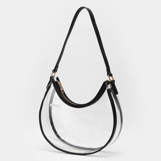 Transparent Shoulder Hobo Bag: Black