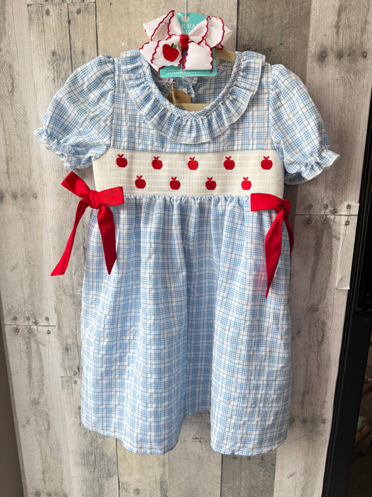 Back to-School 🍎 smocked Apple red bow dress
