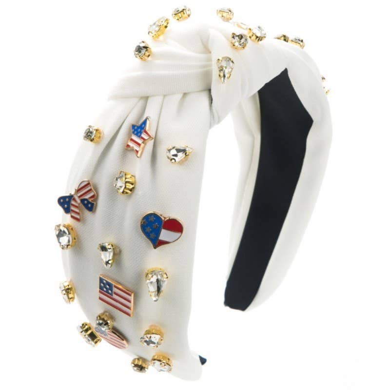 4TH OF JULY FLAG STAR RHINESTONE STUD HEADBAND Blue