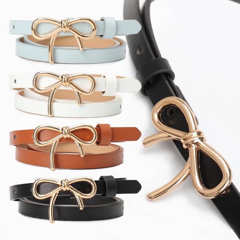 Lily Clothing - Bow-knot golden buckle versatile dress belt: CAMEL / (OS) 1