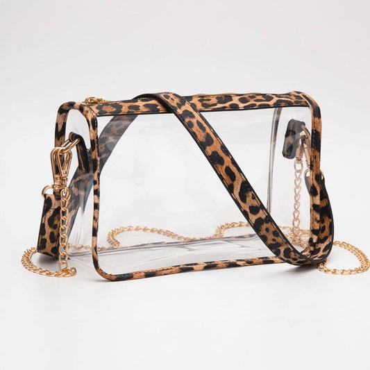 Clear Rectangle Crossbody Bag: LEOPARD