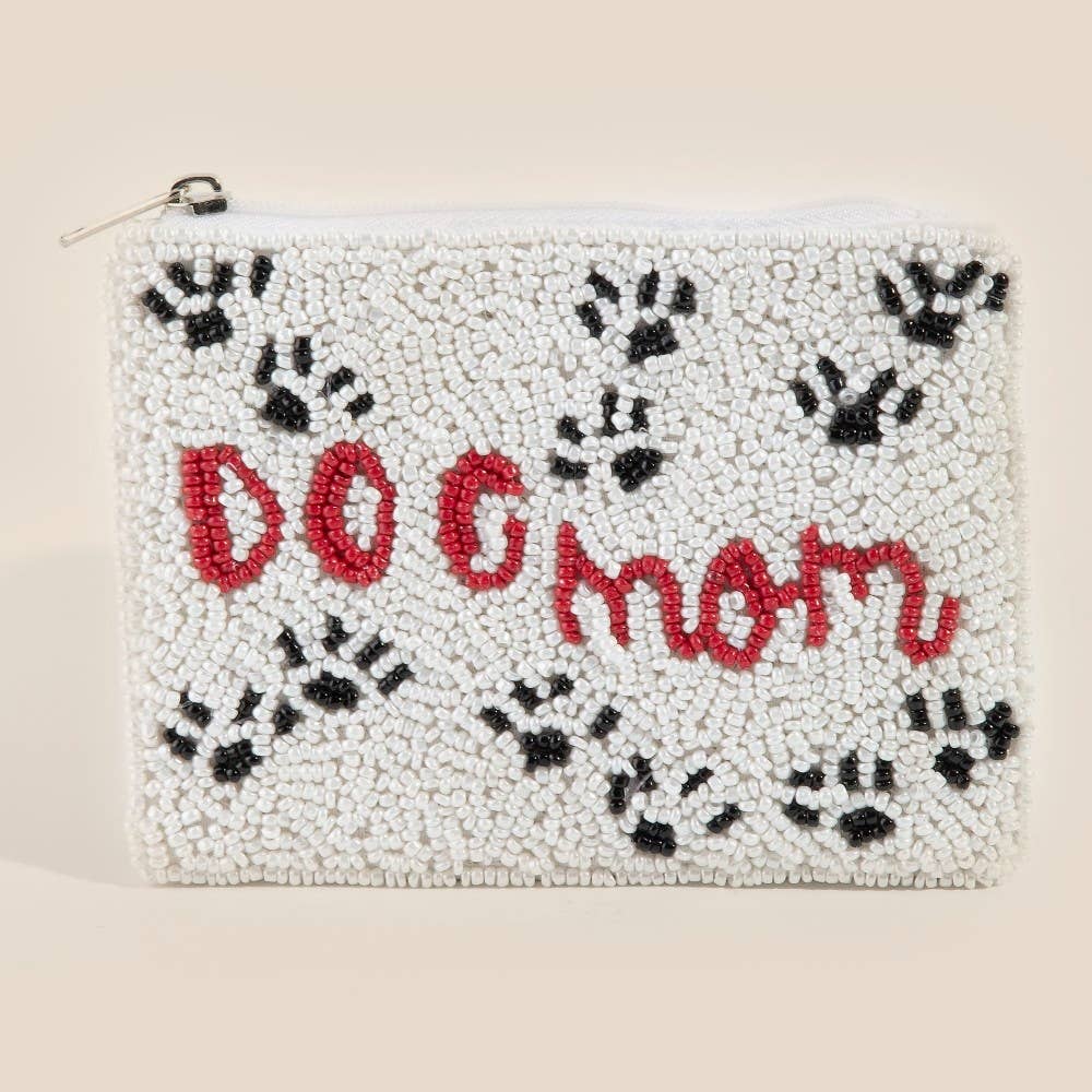 Dog Mom Seed Beaded Coin Purse