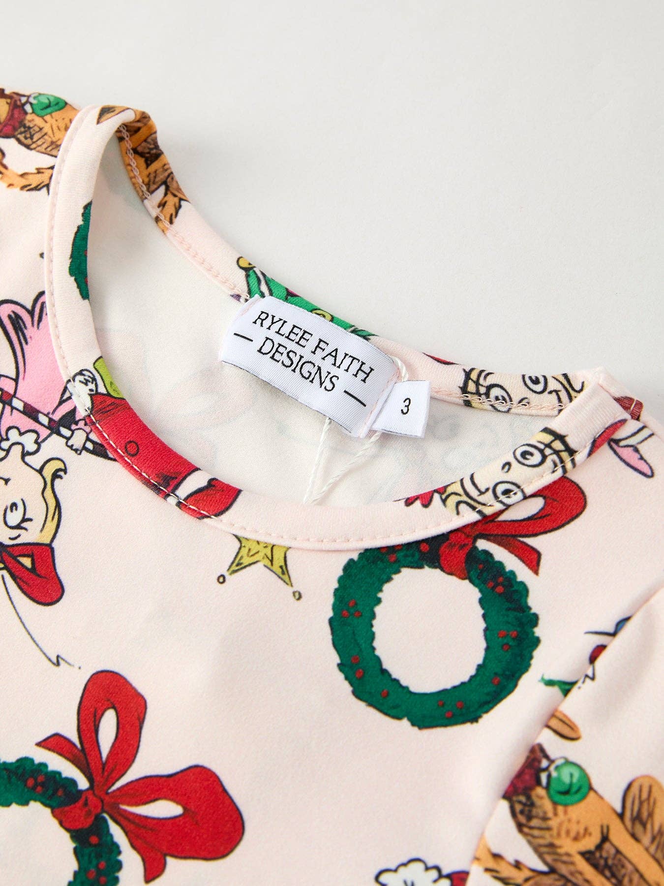 Christmas Grinch Dress with Ruffle Sleeves