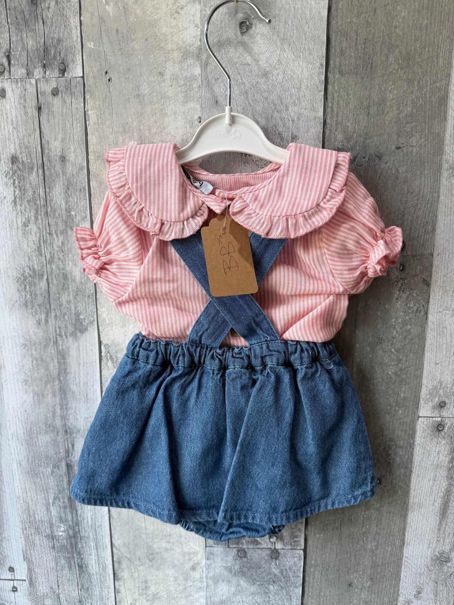 Babidu Baby Girl Pink Peter Pan collar & Jumper dress