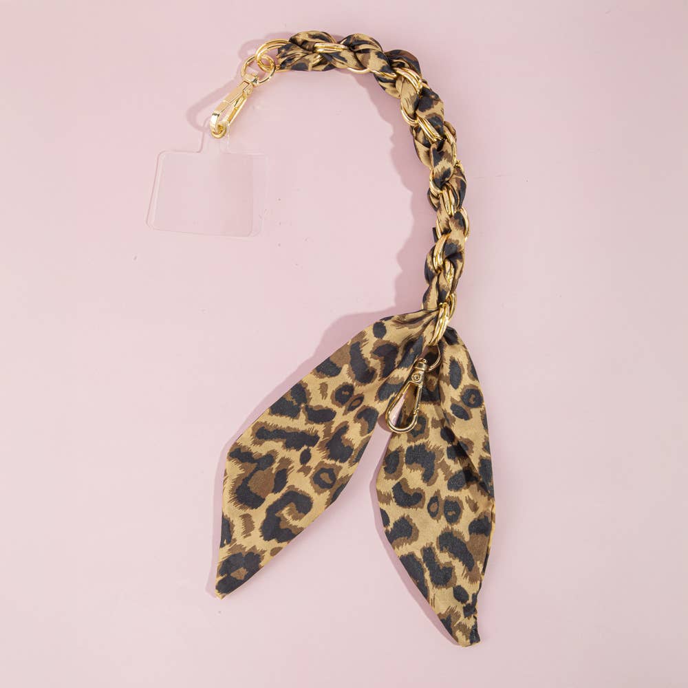 Anarchy Street - Leopard Scarf Chain Phone Wristlet Strap: BRG2
