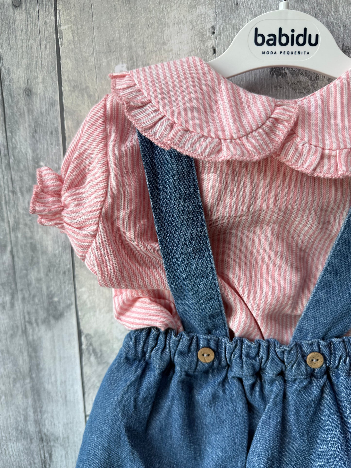 Babidu Baby Girl Pink Peter Pan collar & Jumper dress