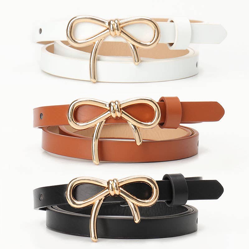Lily Clothing - Bow-knot golden buckle versatile dress belt: LIGHTBLUE / (OS) 1