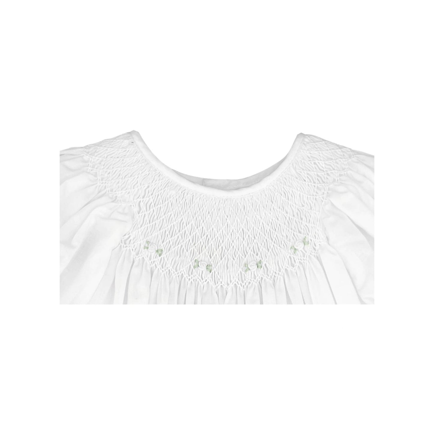 White Smocked Gown with Bonnet