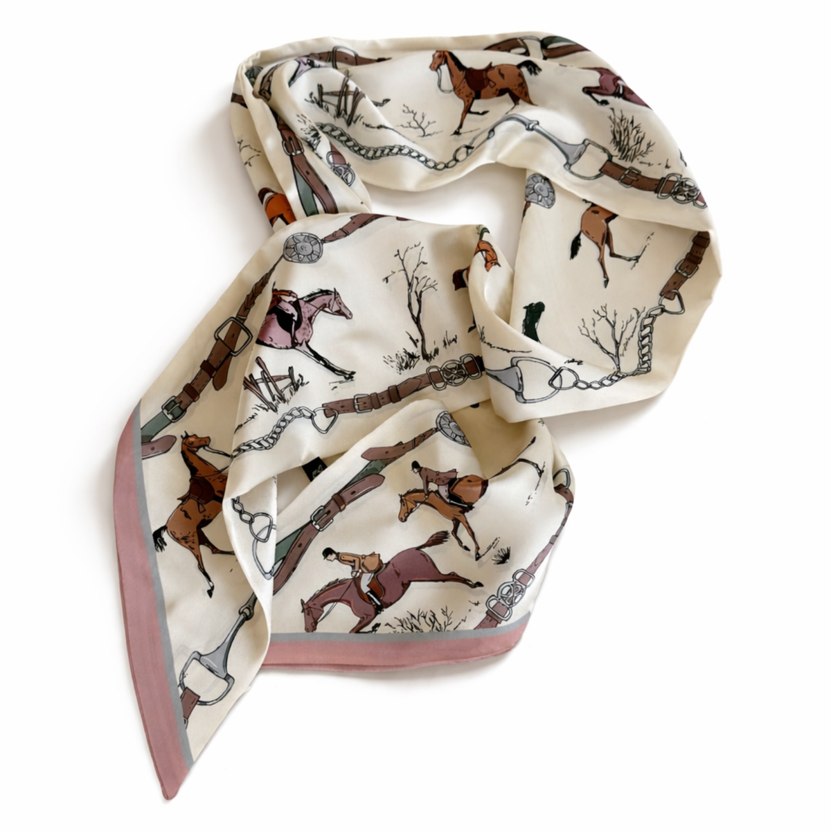 Ellison+Young - Heritage Equestrian Jumbo Twilly Scarf – Horse & Bridle Print